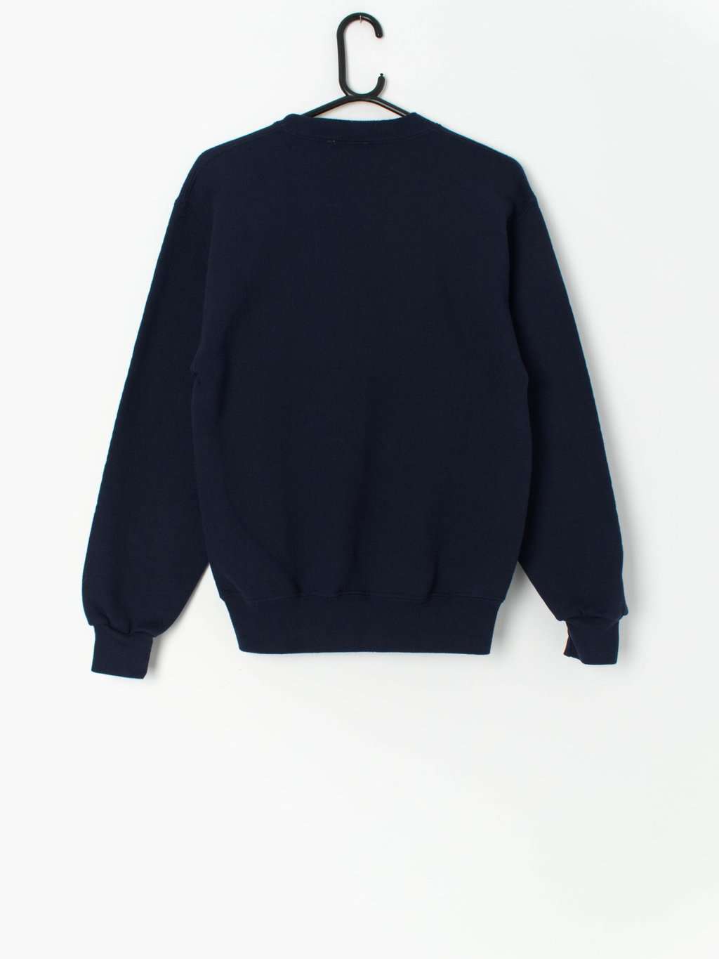 Vintage thanksgiving sweatshirt with large funky turkey design in navy blue - Small