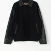 Vintage Varsity Jacket In Black Leather And Wool Large Xl