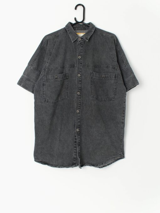Vintage Western Denim Shirt In Grey 1990s Large