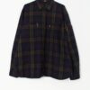 Vintage wool plaid flannel shirt in navy, green and red - XL