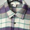 Vintage wool plaid flannel shirt in purple, white and teal - Medium / Large