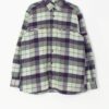 Vintage wool plaid flannel shirt in purple, white and teal - Medium / Large
