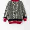 Womens vintage cherry red and black knitted bomber jacket - Medium