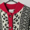 Womens vintage cherry red and black knitted bomber jacket - Medium
