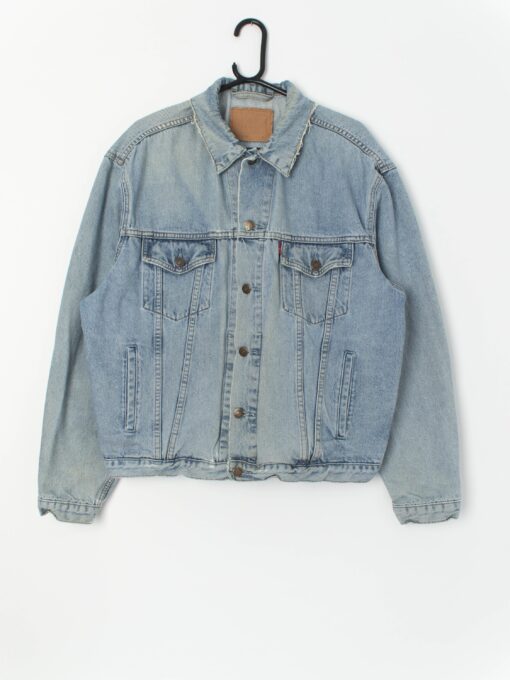 1980s Levis denim jacket XL stonewashed blue with a distressed look - XL