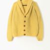 50s hand knitted cardigan in yellow chunky knit wool - Small / Medium