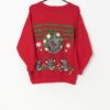 80s Christmas cat sweatshirt in red with playful kittens - Large / XL