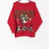 80s Christmas cat sweatshirt in red with playful kittens - Large / XL