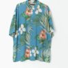 90s Tori Richard Hawaiian shirt, blue with bold floral print - XXL