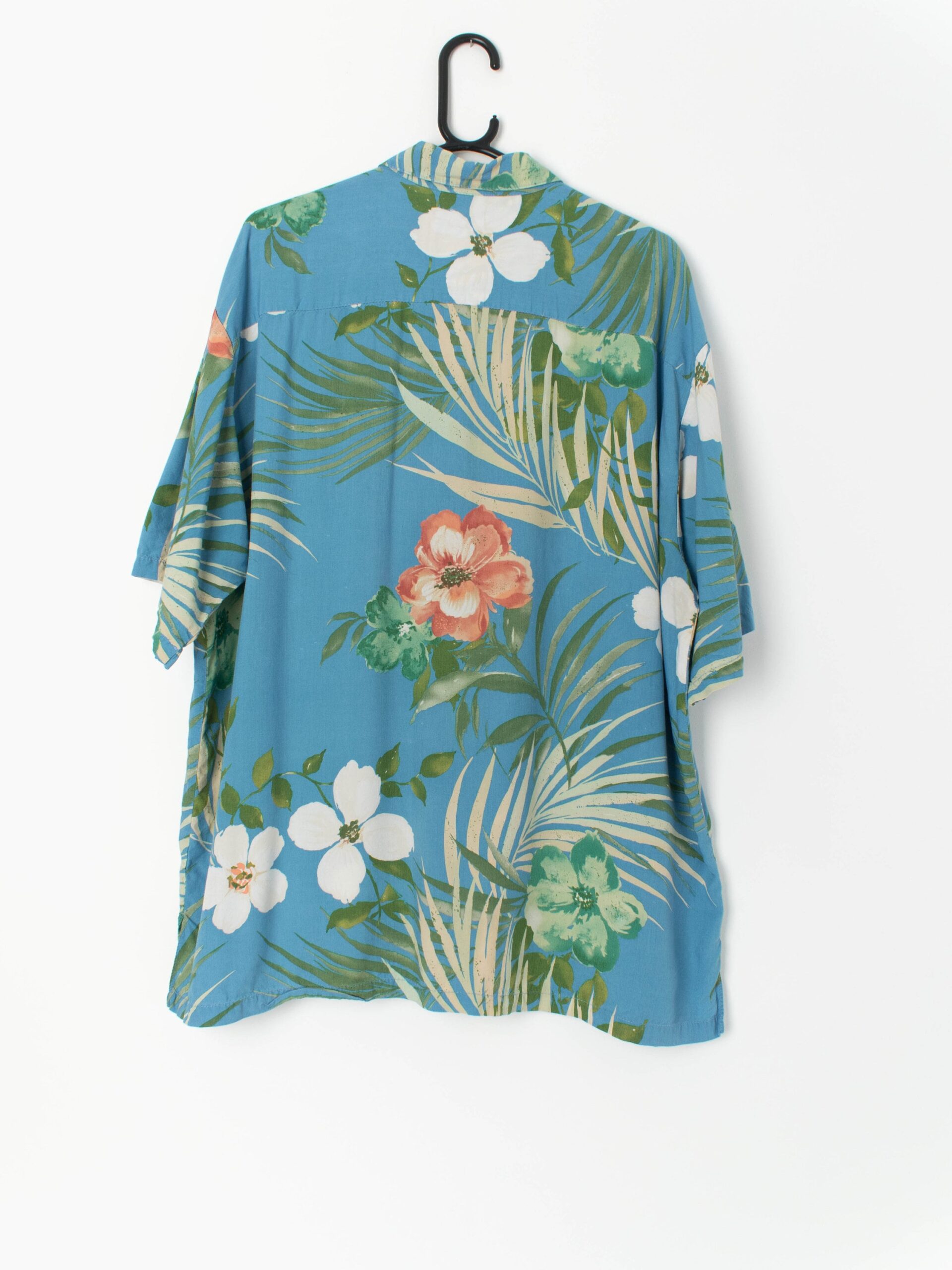 90s Tori Richard Hawaiian shirt, blue with bold floral print - XXL