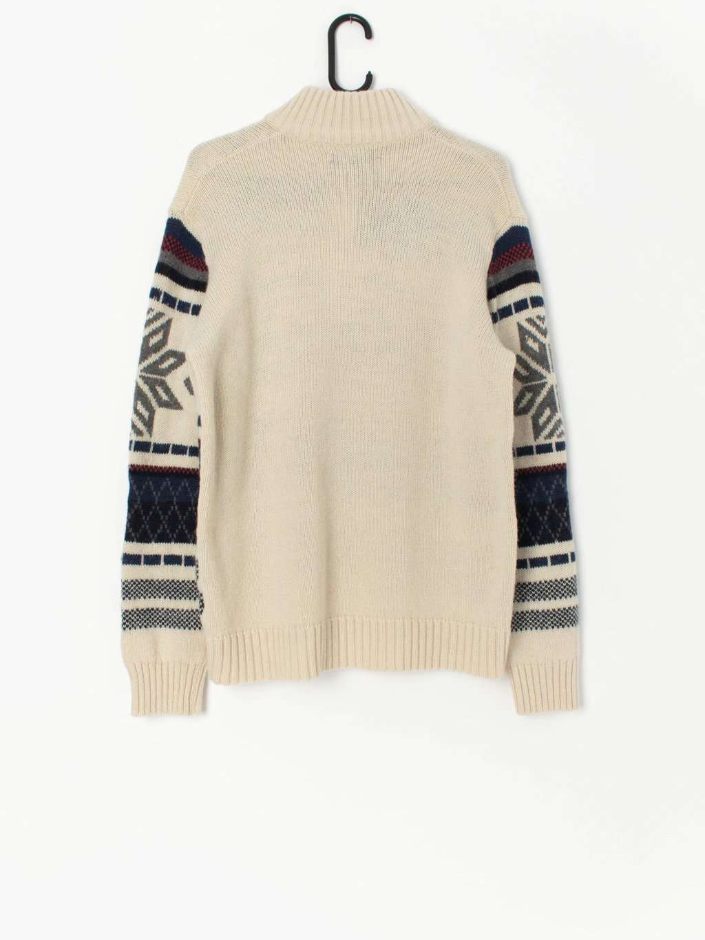 Vintage quarter zip knitted jumper with snowflake design - Medium / Large - Image 3