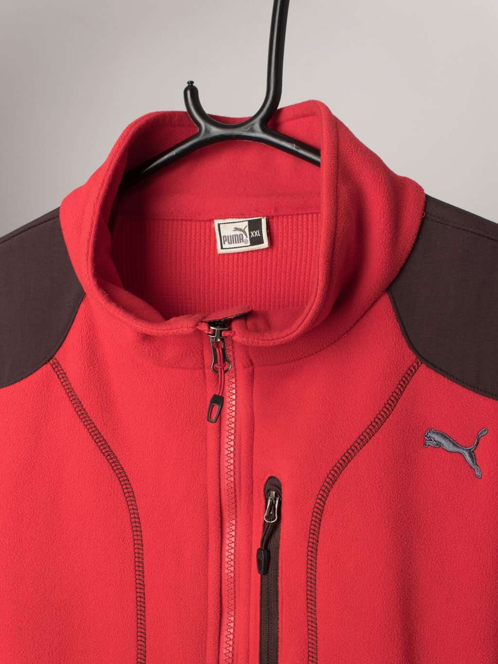 Vintage Puma fleece in red and dark grey - Large - Image 2