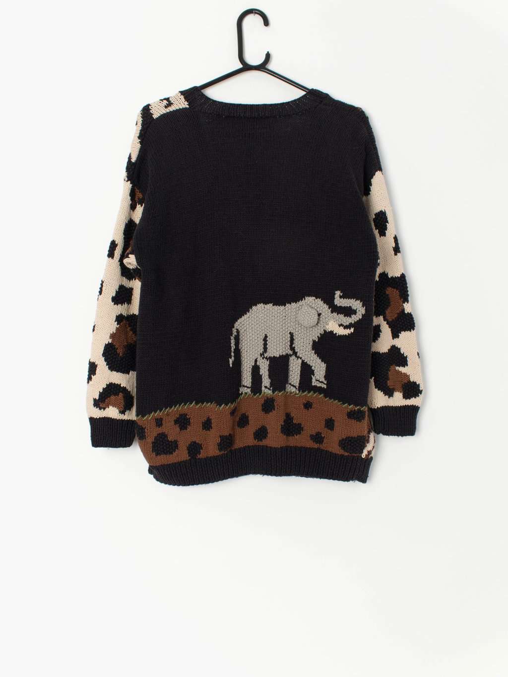 Epic vintage cardigan with big cats, giraffes and elephant - Medium - Image 3