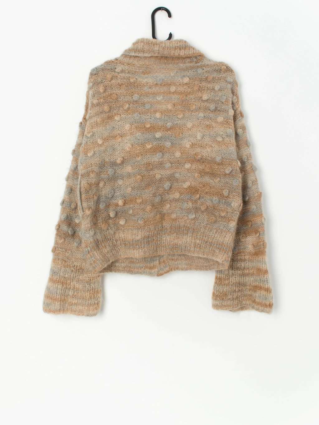 Vintage handknitted beige cardigan - Medium - Image 3