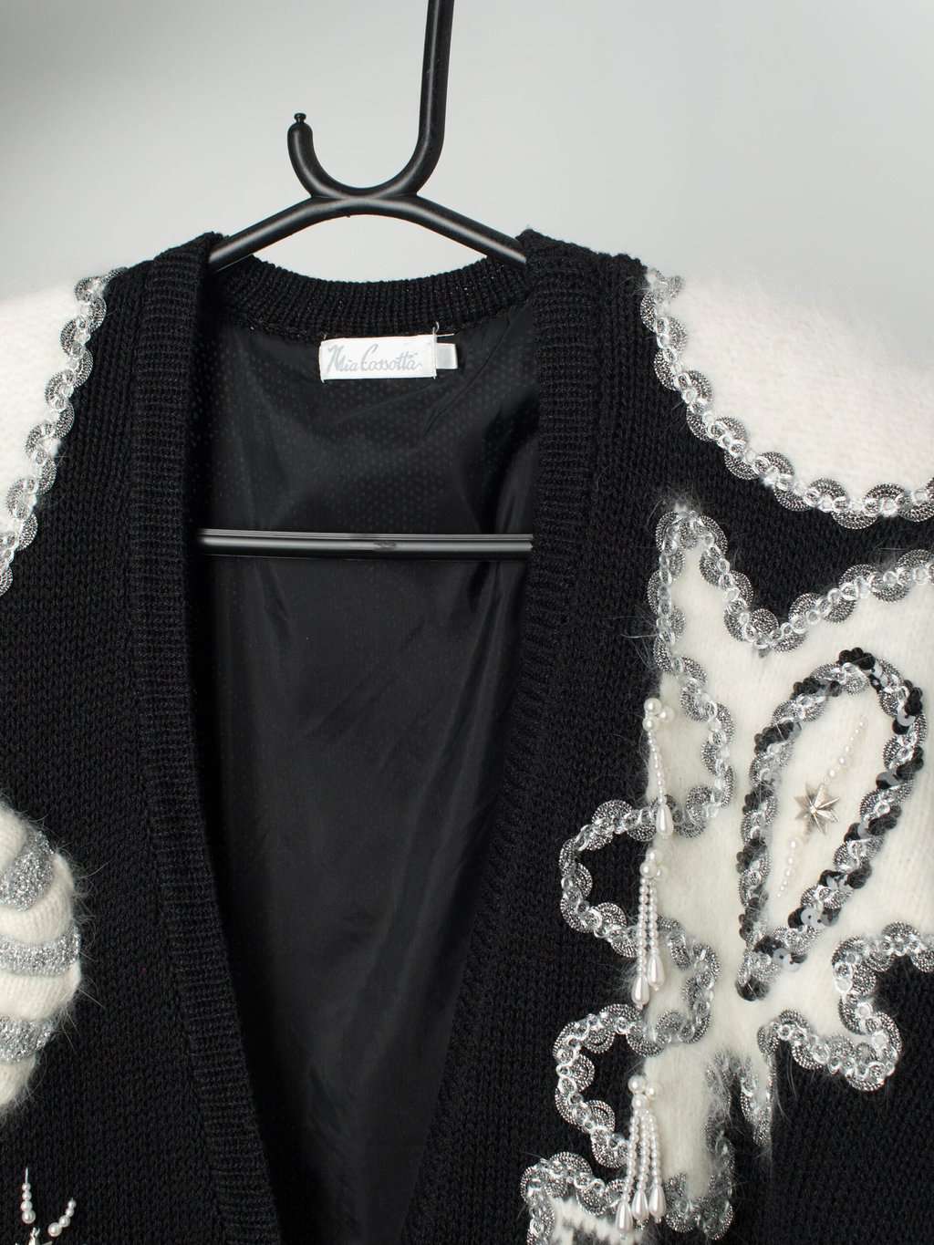Vintage embellished cardigan in black - Large - Image 2