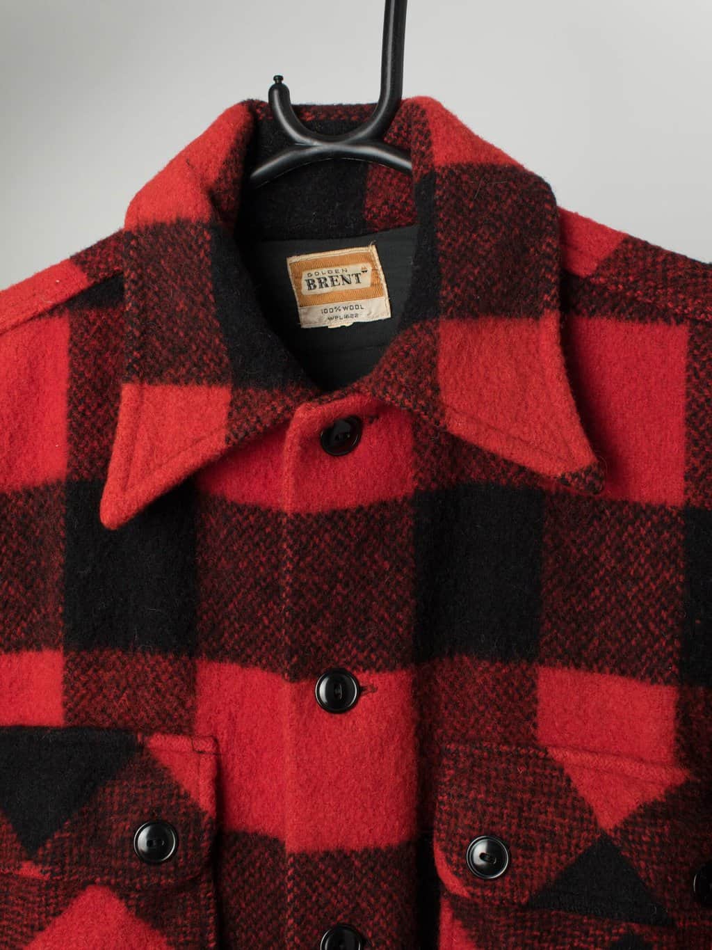 Vintage 1960s Buffalo plaid wool overshirt by Brent - Medium / Large - Image 2