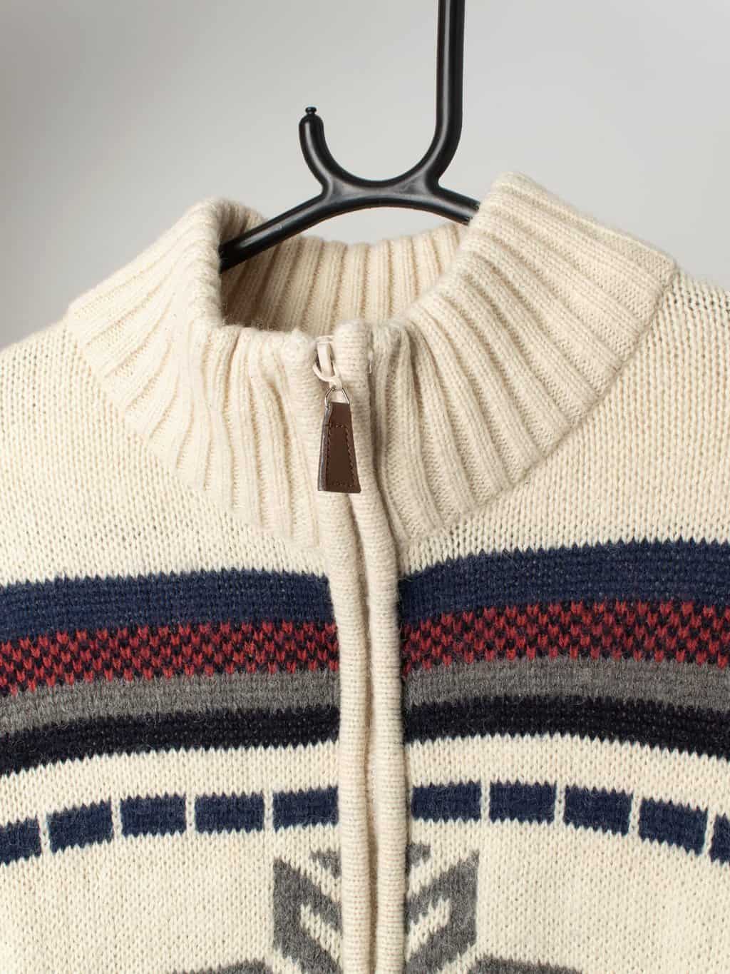 Vintage quarter zip knitted jumper with snowflake design - Medium / Large - Image 2