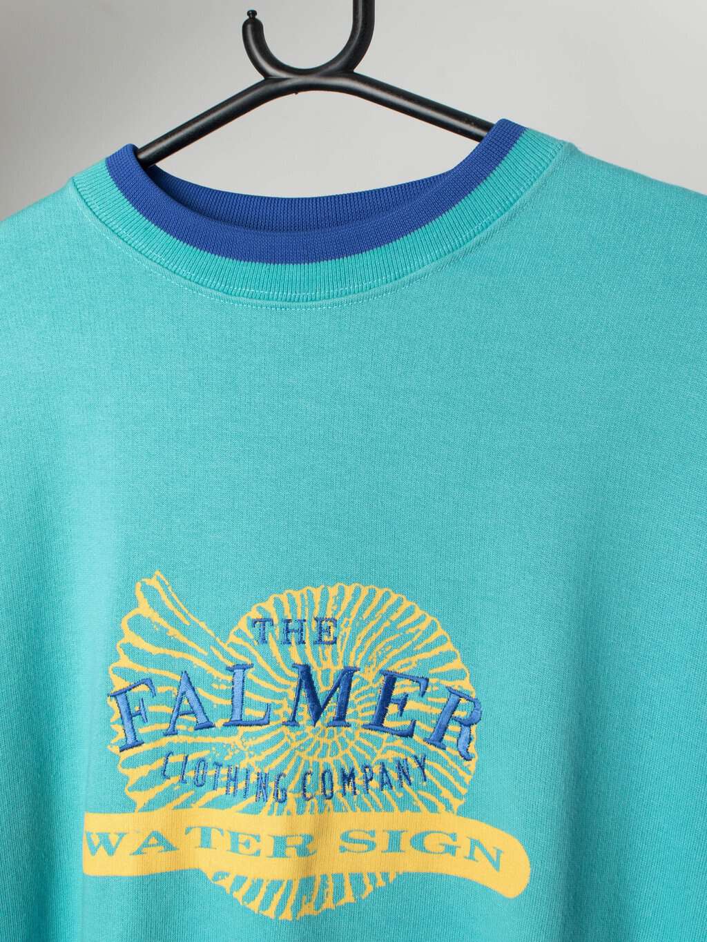Vintage Falmer sweatshirt in turquoise with L logo - M - Image 2