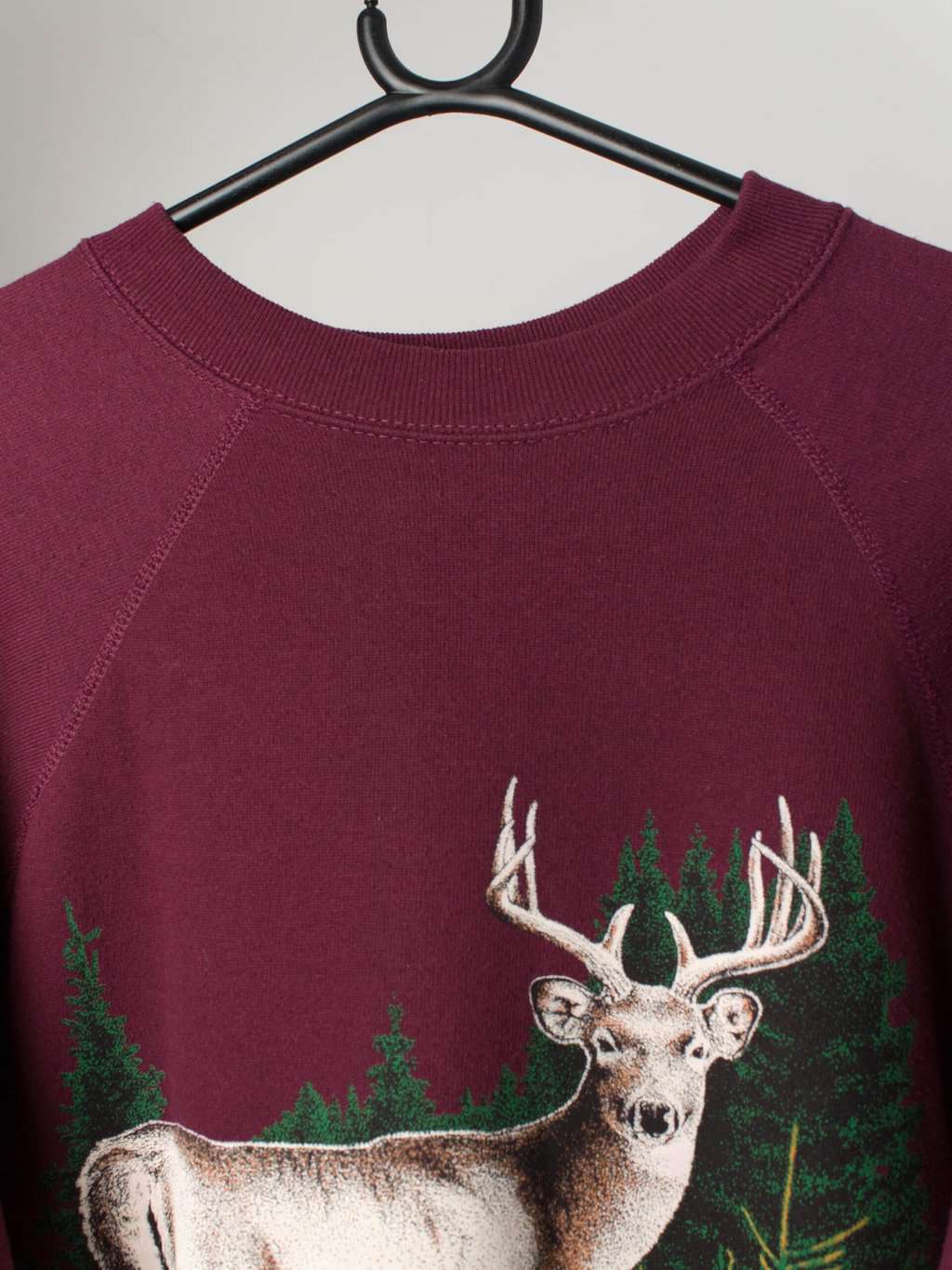 Vintage burgundy Christmas deer sweatshirt - M / L - Image 2
