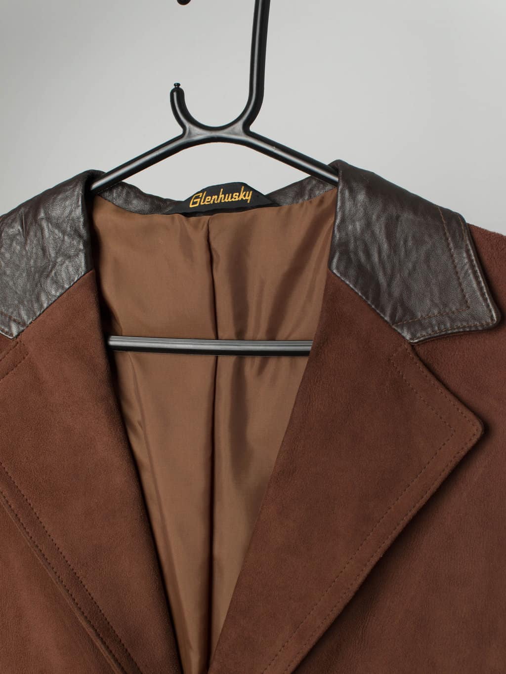 Mens vintage brown suede leather jacket by Glenhusky - Small