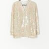Vintage beaded sequin jacket in ivory and pink - Small / Medium
