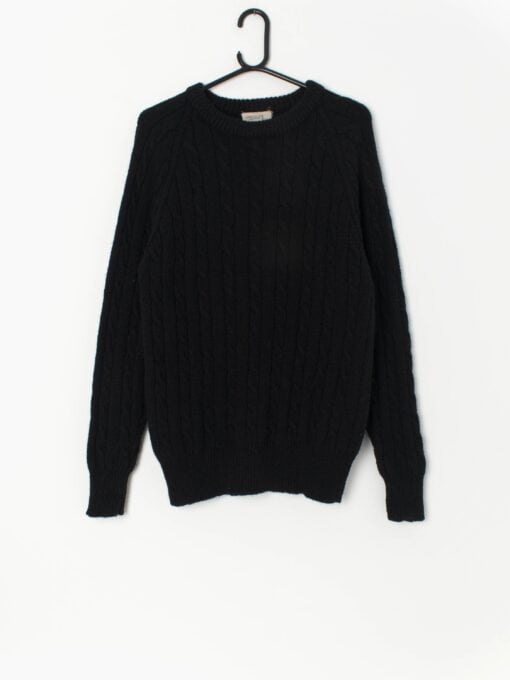 Vintage Black Cable Knit Sweater By Cr Sports Small Medium