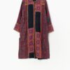 Vintage bold Kantha tapestry coat in red - Medium