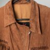 Vintage brown suede fringed western jacket with zip - Medium / Large