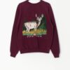 Vintage Burgundy Christmas Deer Sweatshirt Medium Large