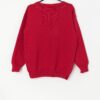 Vintage cherry red knitted jumper with anchor design - Medium
