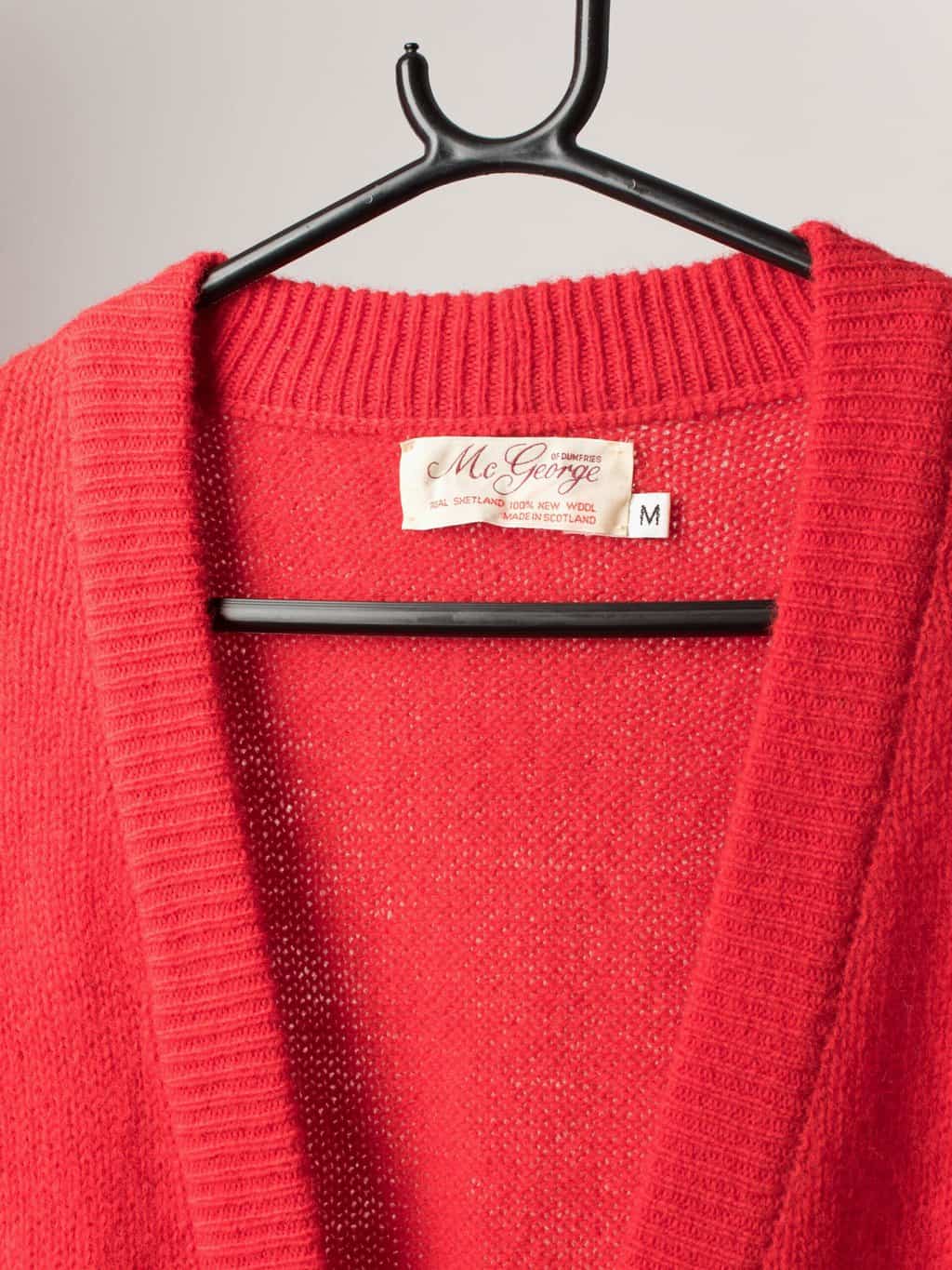 Vintage cherry red longline cardigan coat - Large