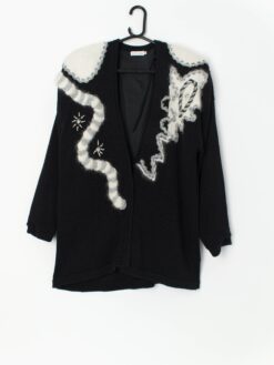 Vintage Embellished Cardigan In Black Large