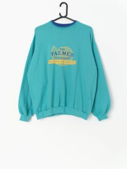 Vintage Falmer Sweatshirt In Turquoise With Large Logo Medium