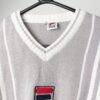Vintage Fila grey jumper with striped design and central logo - Large
