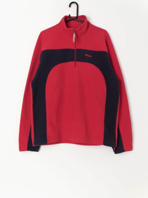 Vintage Fila Quarter Zip Fleece In Blue And Red Large