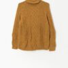 Vintage hand knitted mustard yellow wool cable knit jumper - Small / Medium