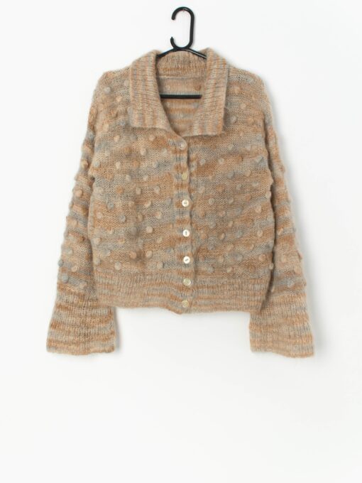 Vintage Handknitted Beige Cardigan Medium