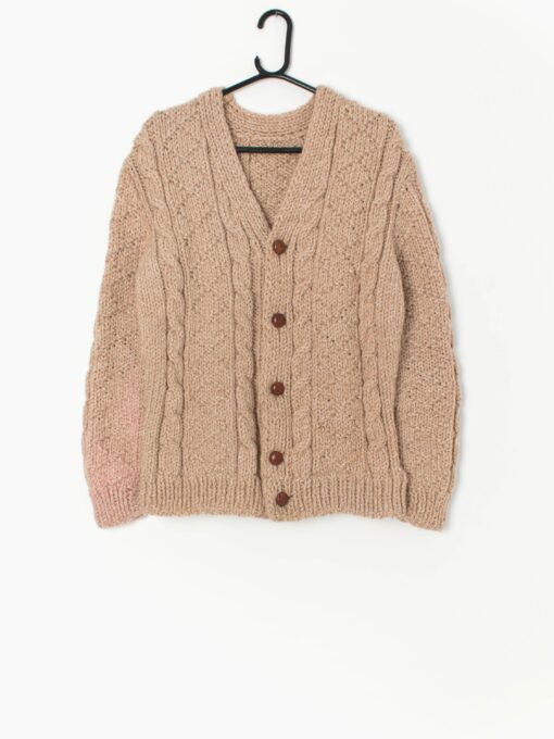 Vintage Handknitted Beige Cardigan Small Medium