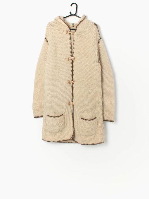 Vintage handknitted hooded coat - Medium