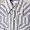 Vintage handwoven striped shirt with embroidered details, blue and white stripes - Small / Medium