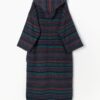 Vintage hooded tapestry blanket coat in navy and red - One size