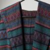 Vintage hooded tapestry blanket coat in navy and red - One size