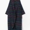 Vintage hooded tapestry blanket coat in navy and red - One size