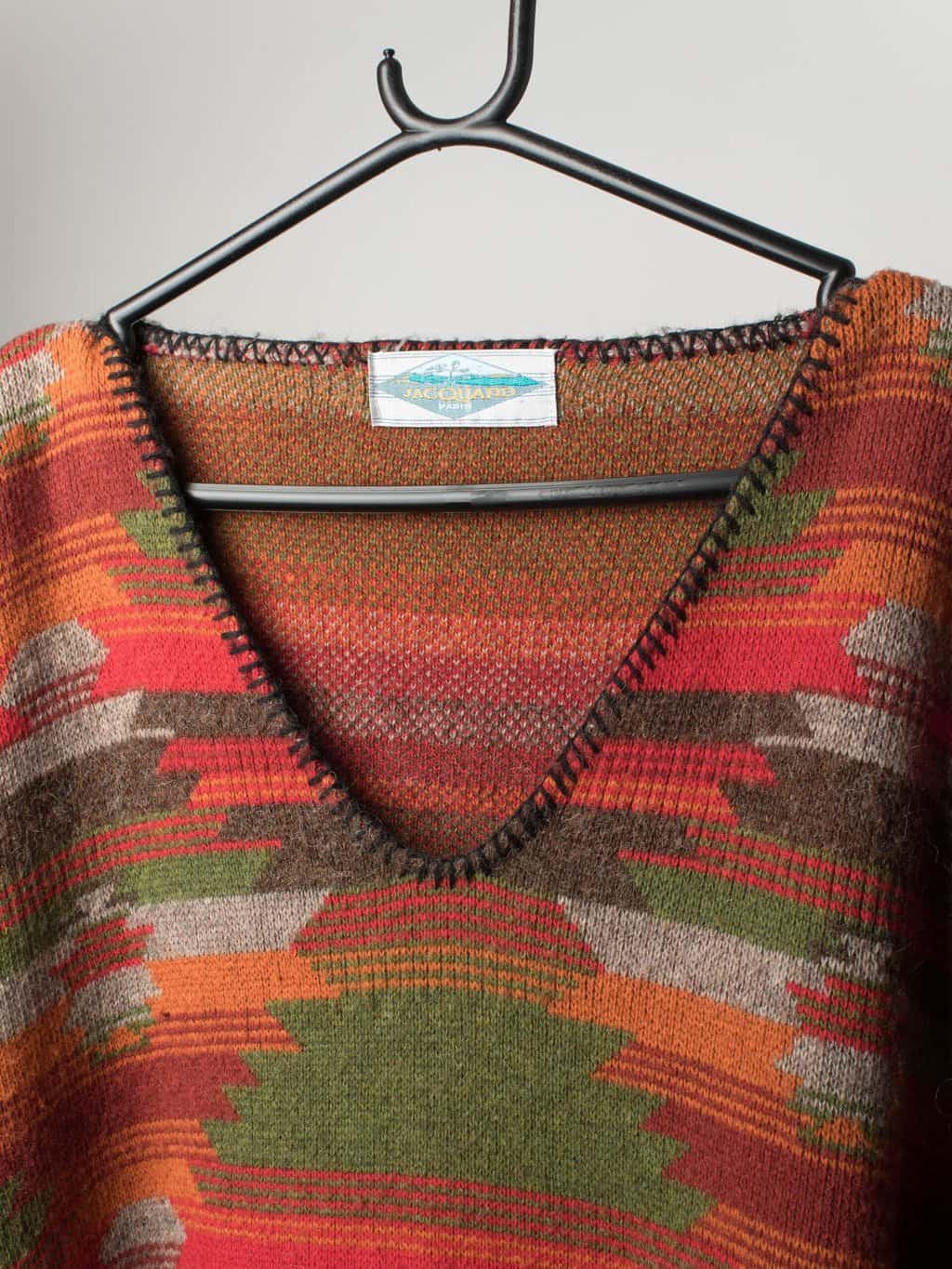 Vintage Jacquard Paris Aztec knitted cape - One Size