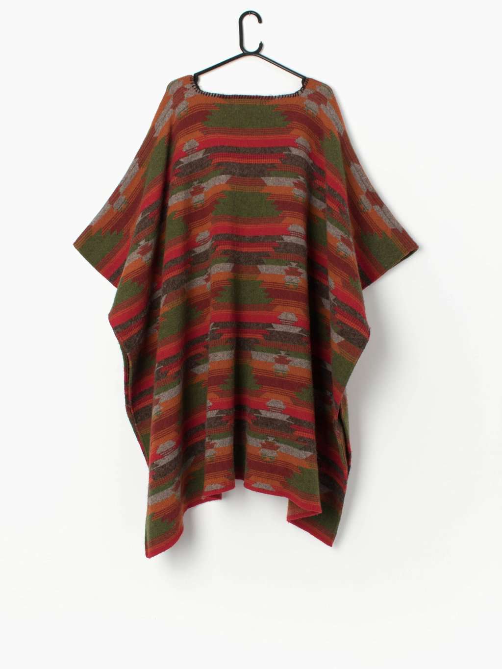 Vintage Jacquard Paris Aztec knitted cape - One Size