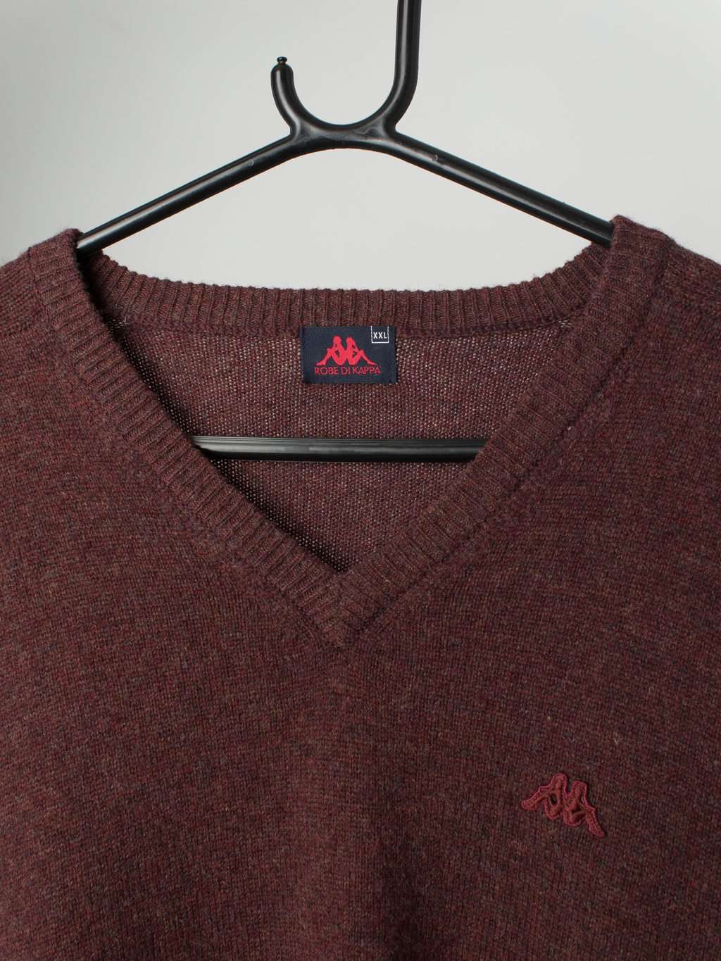 Vintage Kappa wool v-neck jumper in brown - XL / XXL