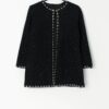 Vintage knitted jacket with sequins in silver and black - Medium