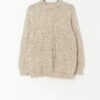 Vintage knitted jumper in soft beige with hints of red - Small / Medium