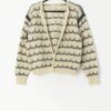 Vintage knitted mohair cardigan with colourful pattern - Medium
