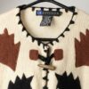 Vintage knitted wool cardigan coat with autumn leaf design - Large
